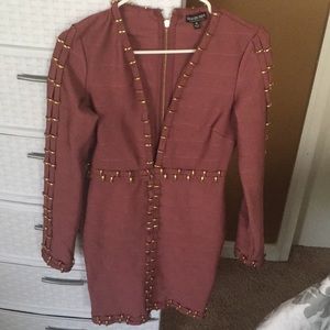 Fashion Nova Zarah Bandage Dark Mauve Dress